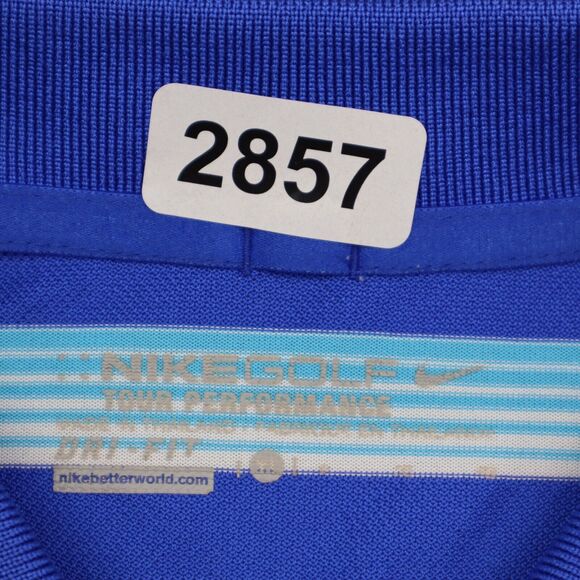 Nike Golf Polo Shirt Men XL Extra Blue Striped Casual Dri Fit Golfer Stretch Cam - Picture 2 of 16